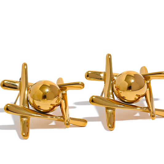 New Stainless Steel Geometric Stud Earrings Waterproof Metal