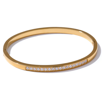 Cubic Zirconia Bangle – 60mm Gold-Plated Stainless Steel Daily Bracelet