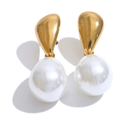 Pearl Drop Elegant Earrings Stylish Stainless Steel Versatile Daily Jewelry