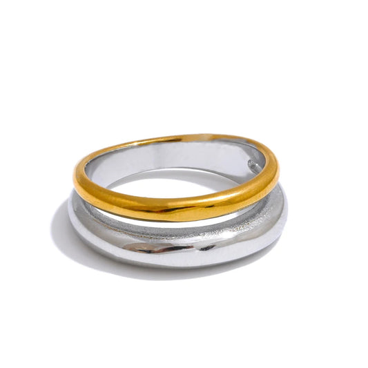 Luxe Jewels Dual Colour Ring – 18K Gold Plated Stainless Steel Trending Jewelry