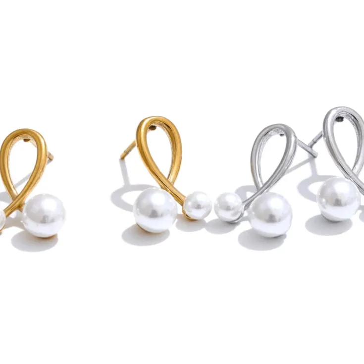 Tarnish Free Waterproof Gold Plated Pearl Stud Earrings