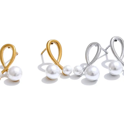 Tarnish Free Waterproof Gold Plated Pearl Stud Earrings