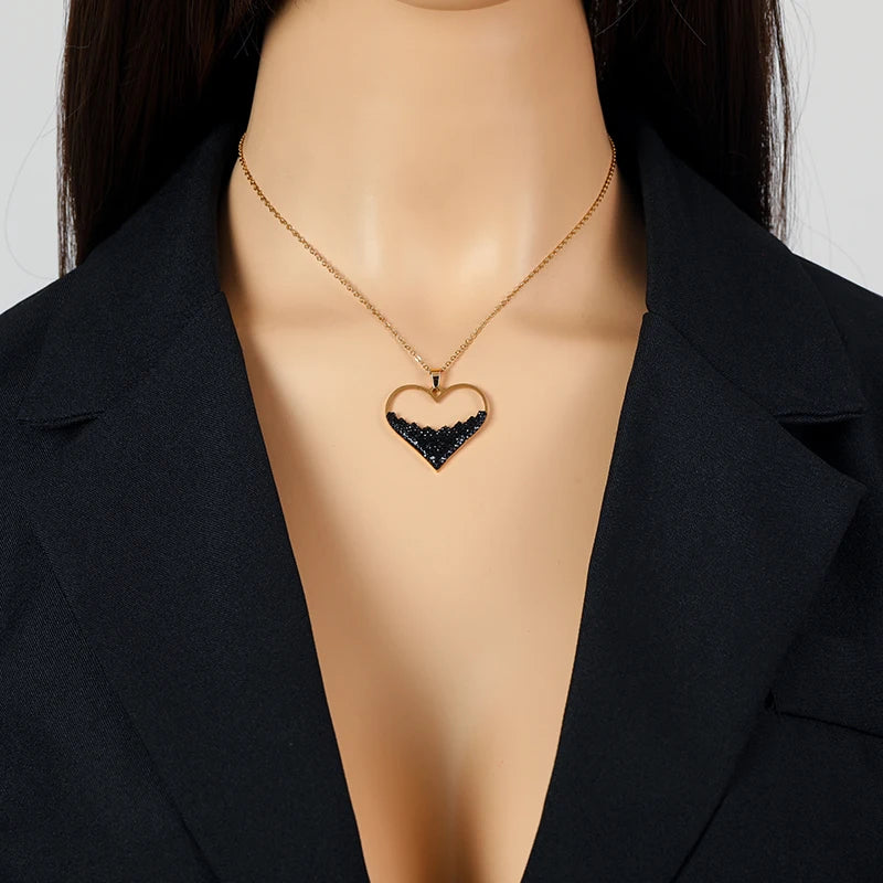 Hollow Heart Jewelry Set – 316L Stainless Steel Necklace & Earrings