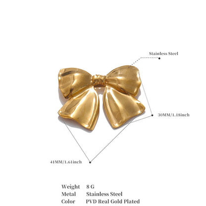 Bow Knot Metal Brooch – 18K PVD Gold Plated Stainless Steel Pin