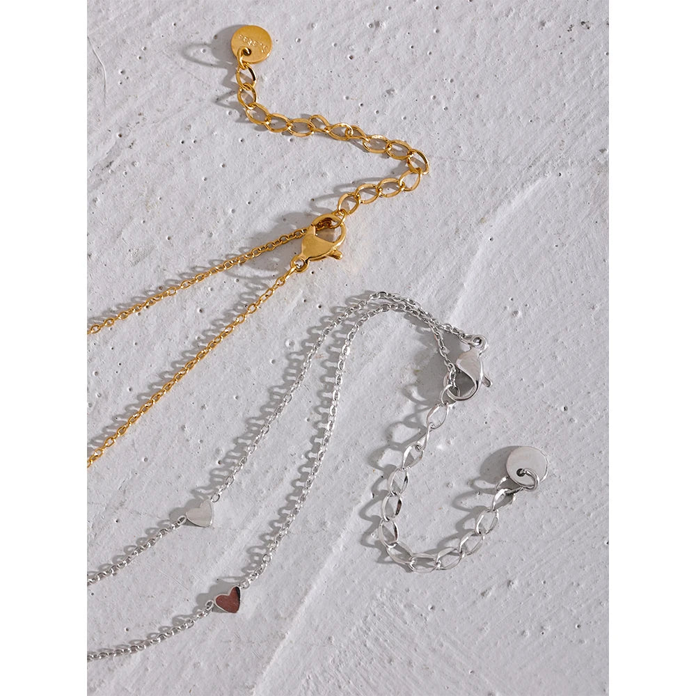 Heart Charm Anklet – Gold & Silver 18K PVD Stainless Steel