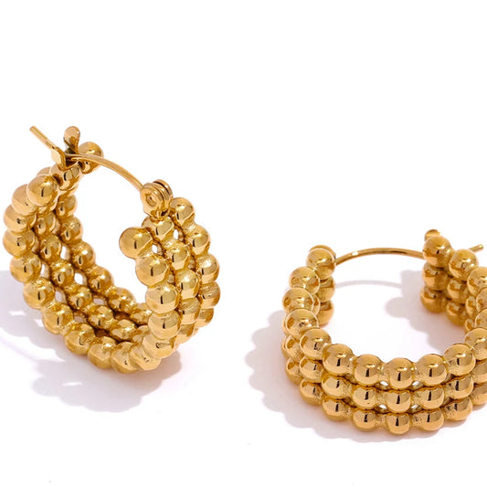 Stainless Steel Metal Gold Hoop Earrings Fashion Charm 18K-Plated PVD Waterproof Jewelry Huggie Hoop Earrings