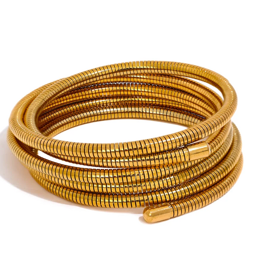 Stainless Steel Stackable Multi-Layer Arm Bracelet Bangle Metal Elastic Waterproof Unisex Jewelry