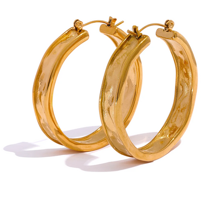 42mm High Quality Cast 316L Stainless Steel Round Big Hoop Earrings Minimalist Metal Fashion PVD Gold Color Jewelry