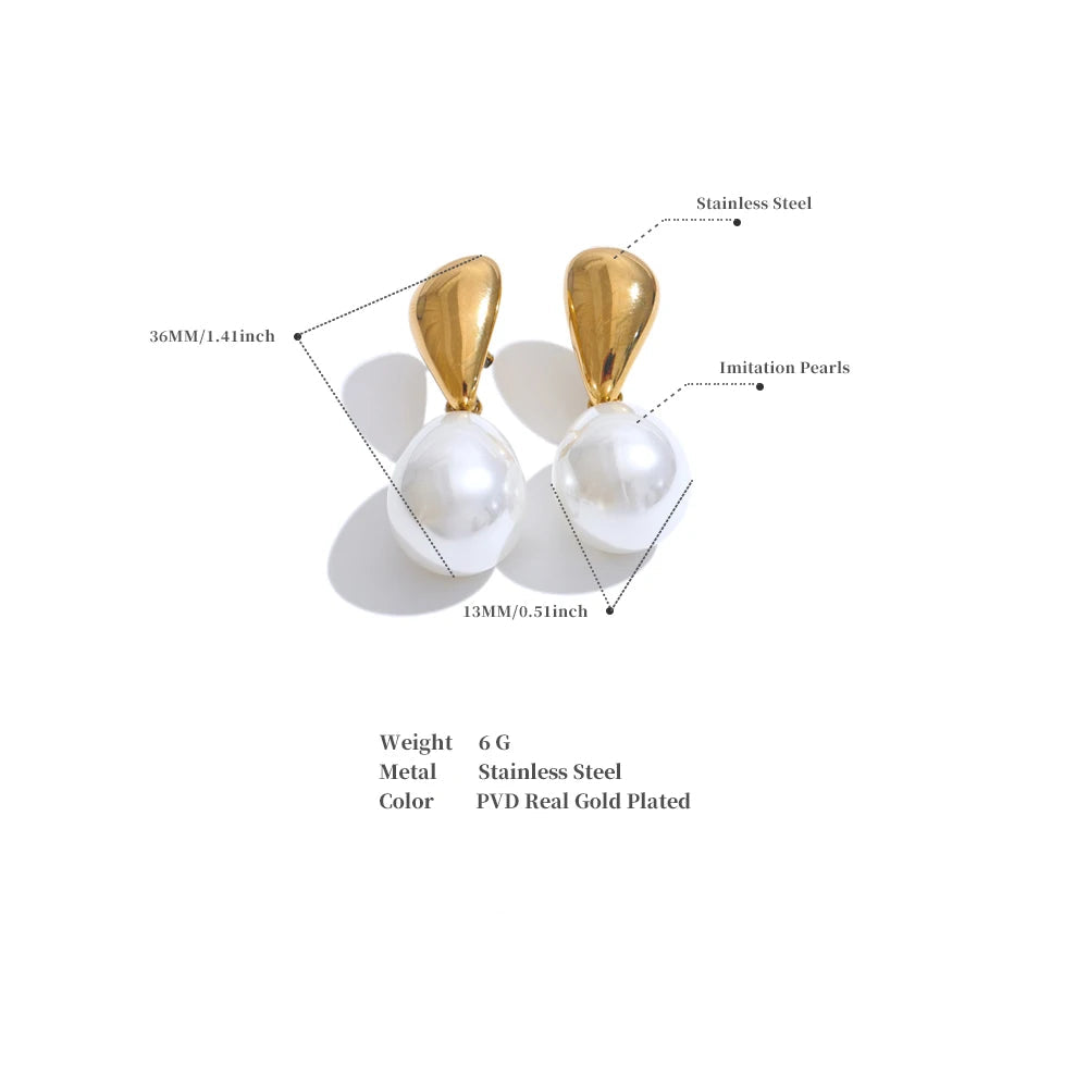 Pearl Drop Elegant Earrings Stylish Stainless Steel Versatile Daily Jewelry