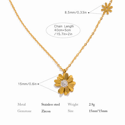 18K Gold Plated Stainless Steel Little Daisy Stud Earrings for Women - Tarnish Resistant Charm Jewelry Set