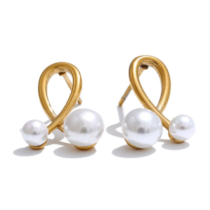 Tarnish Free Waterproof Gold Plated Pearl Stud Earrings