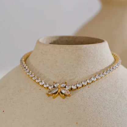 3MM Butterfly Zirconia Tennis Bracelet – Gold/Silver Stainless Steel, Delicate & Bling