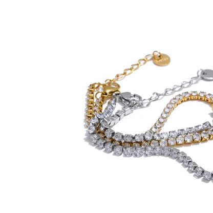 3MM Butterfly Zirconia Tennis Bracelet – Gold/Silver Stainless Steel, Delicate & Bling