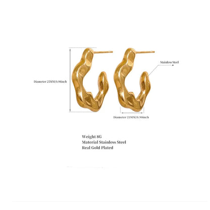 Minimalist Stainless Steel Fashion Huggie Earrings High Quality Waterproof Jewelry Women