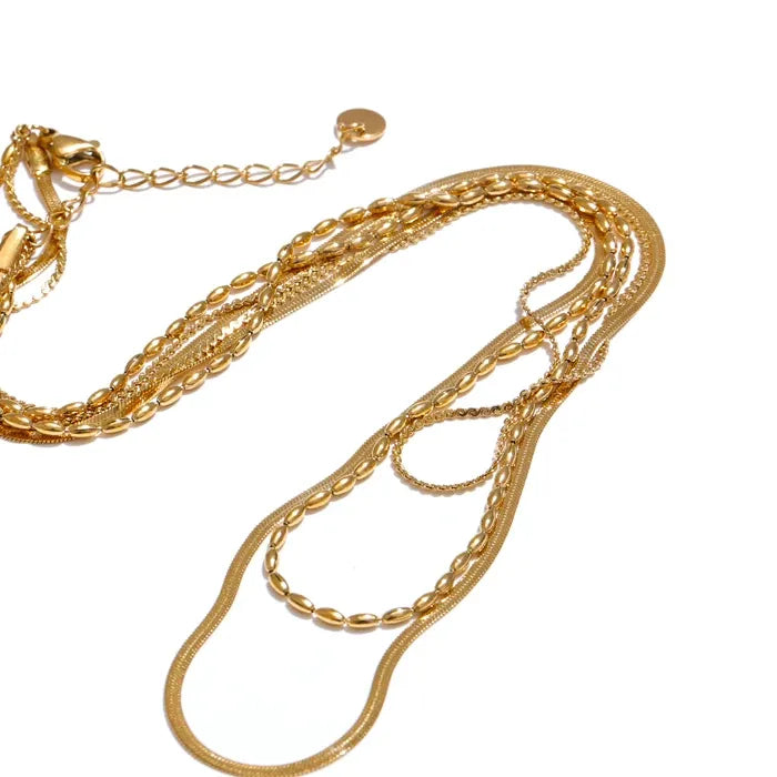 Chic Gold Plated Stainless Steel Layered Necklace – Minimalist Style