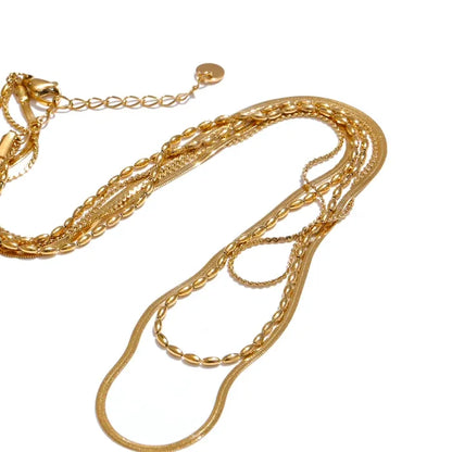 Chic Gold Plated Stainless Steel Layered Necklace – Minimalist Style