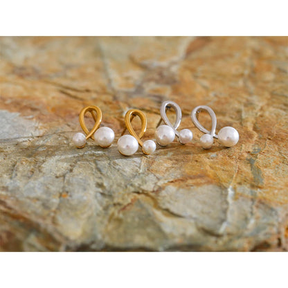 Tarnish Free Waterproof Gold Plated Pearl Stud Earrings