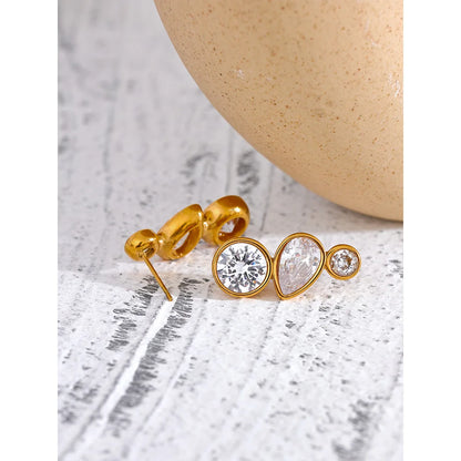 Tarnish-Free Gold Plated Cubic Zirconia Stud Earrings – Water Resistant Design