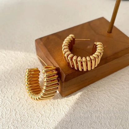 925 Silver Needle Modern Jewelry Metal Hoop Earrings 2022 New Trend Hot Selling Gold Color Fashion Drop Earrings For Women