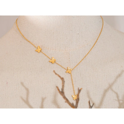 Elegant Butterfly Pendant Collar Necklace – 18K Gold Plated Jewelry
