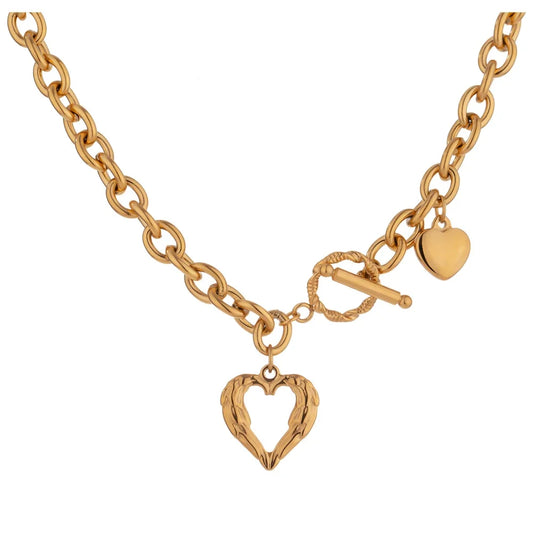 Golden Geometric Heart Necklace – Trendy Statement Jewelry