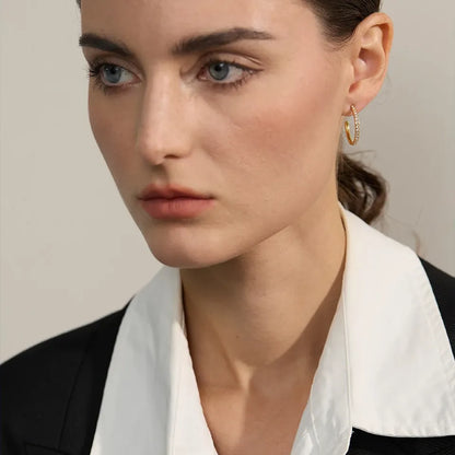 High Quality Shiny Inlaid Cubic Zirconia Stainless Steel Fashion Earrings Waterproof Jewelry