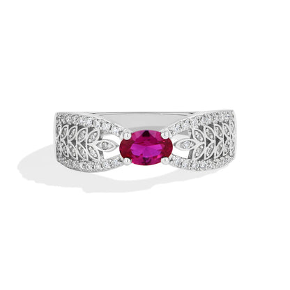 Gorgeous Lab Grown Premium Ruby Women's Ring - 925 Sterling Silver Moissanite Ring Luxe Jewelry