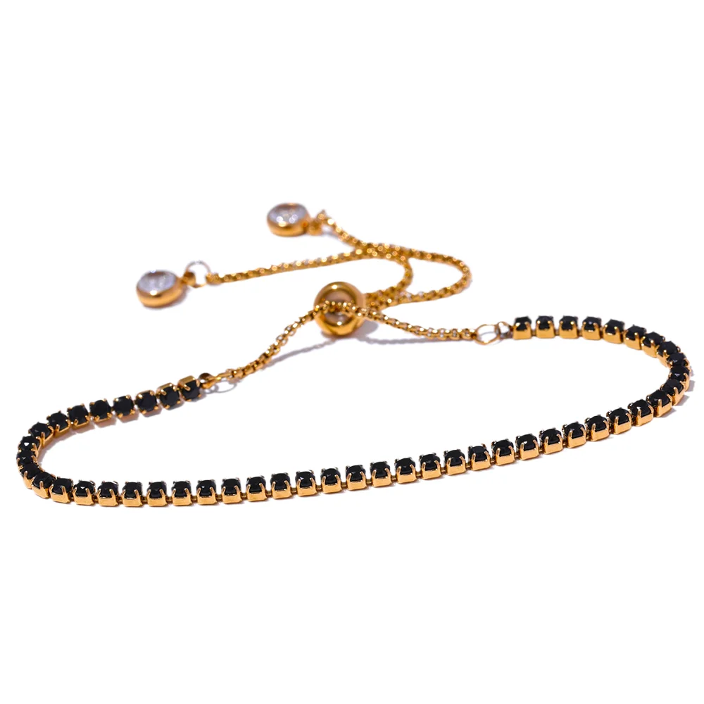 4MM Cubic Zirconia Tennis Bracelet – Gold Plated Stainless Steel Water Resistant