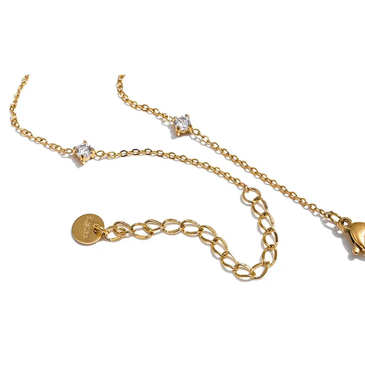 Cubic Zirconia Jewelry Set – Stainless Steel Necklace - Bracelet & Anklet