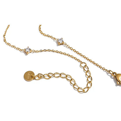 Cubic Zirconia Jewelry Set – Stainless Steel Necklace - Bracelet & Anklet