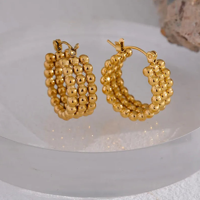 Stainless Steel Metal Gold Hoop Earrings Fashion Charm 18K-Plated PVD Waterproof Jewelry Huggie Hoop Earrings