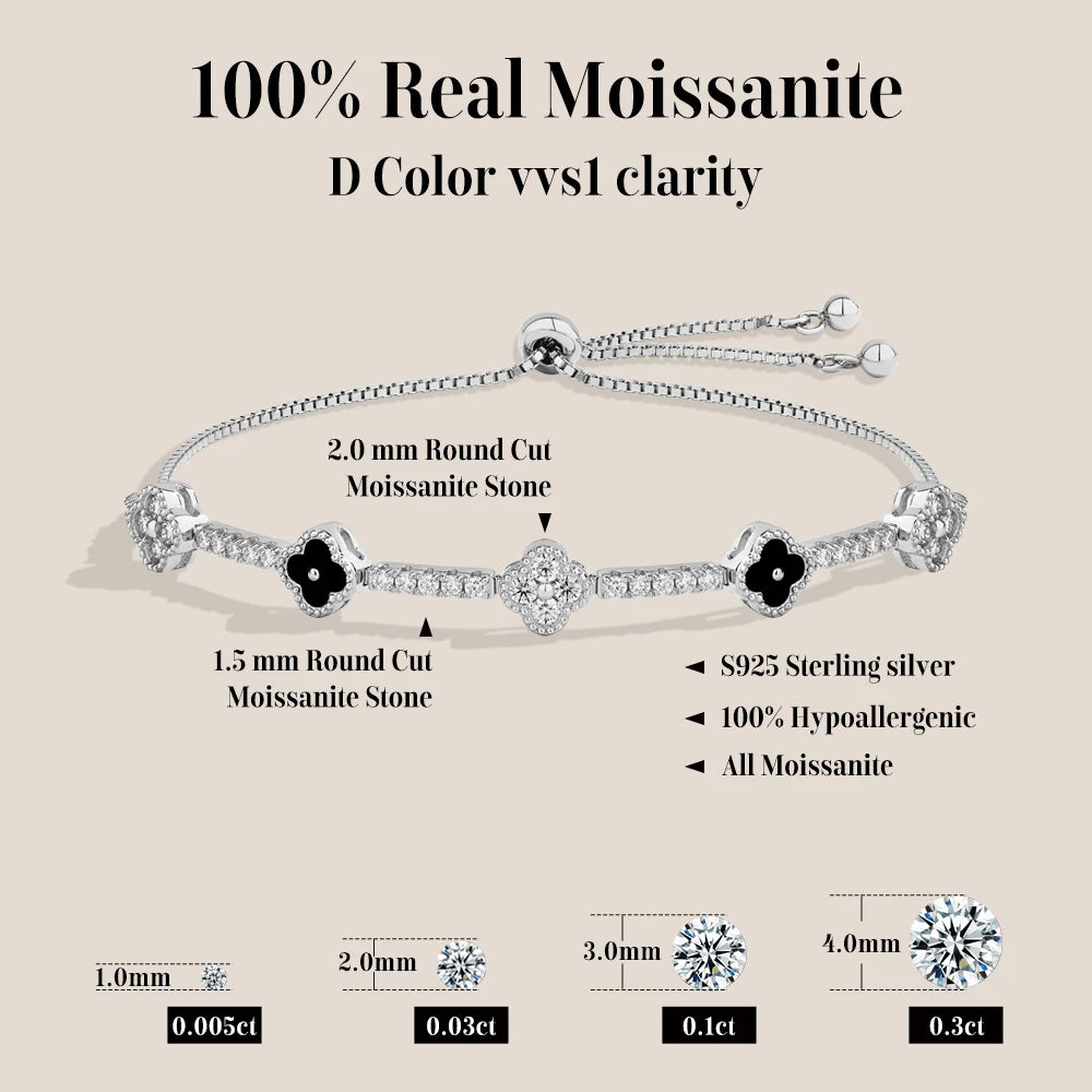 Luxury Design Moissanite Charm Bracelet For Women 925 Sterling Silver Tennis Luxury Chain Jewelry