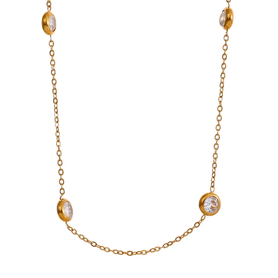 Colorful Cubic Zirconia Necklace – 316L Gold Stainless Steel