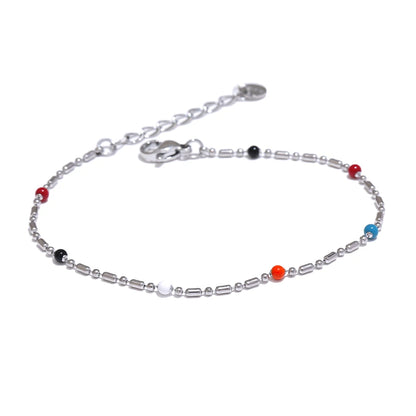 Colorful Enamel Bead Bracelet – 18K Gold Plated Stainless Steel
