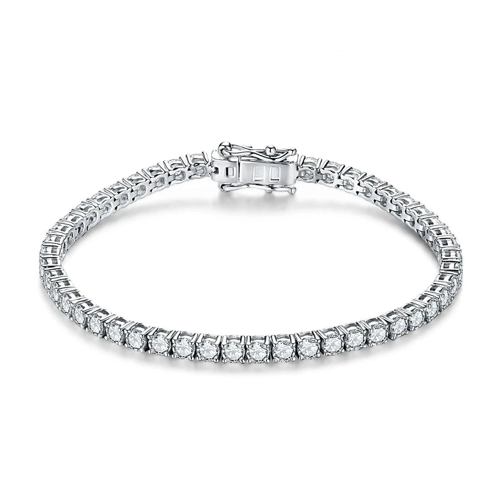 Luxe Jewels 2.5mm to 5.0mm Round Cut Moissanite Tennis Bracelet White Gold Plated 925 Silver