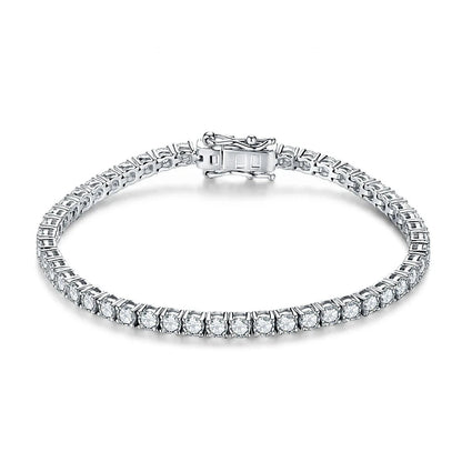 Luxe Jewels 2.5mm to 5.0mm Round Cut Moissanite Tennis Bracelet White Gold Plated 925 Silver