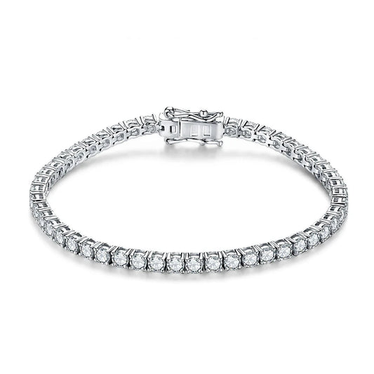 Luxe Jewels 2.5mm to 5.0mm Round Cut Moissanite Tennis Bracelet White Gold Plated 925 Silver