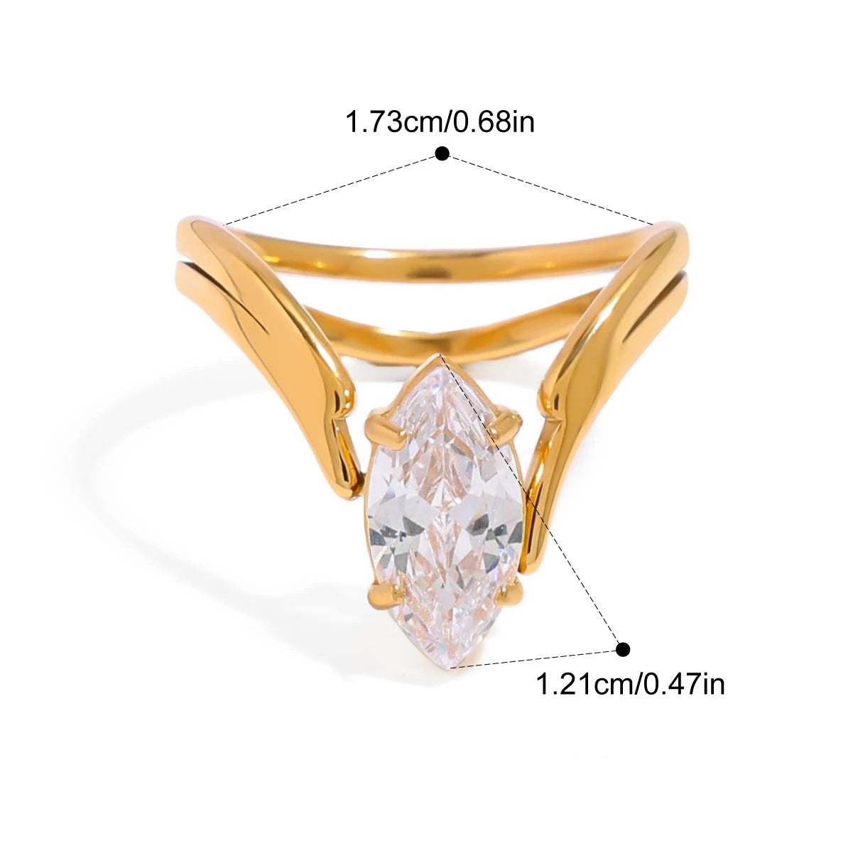 Exquisite Shiny Cubic Zirconia - Waterproof 18K Plated Ring Jewelry