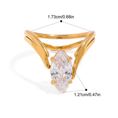 Exquisite Shiny Cubic Zirconia - Waterproof 18K Plated Ring Jewelry