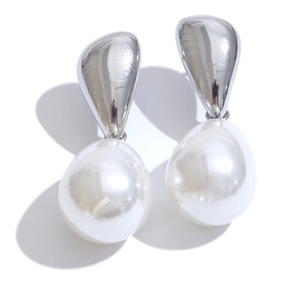 Pearl Drop Elegant Earrings Stylish Stainless Steel Versatile Daily Jewelry