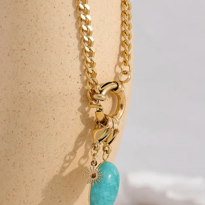 Blue Natural Stone Star Pendant Necklace – Waterproof Stainless Steel