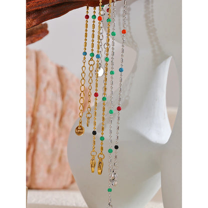 Colorful Enamel Bead Bracelet – 18K Gold Plated Stainless Steel