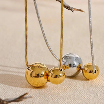 Gold Ball Beads Pendant Necklace – Stainless Steel Trendy Jewelry