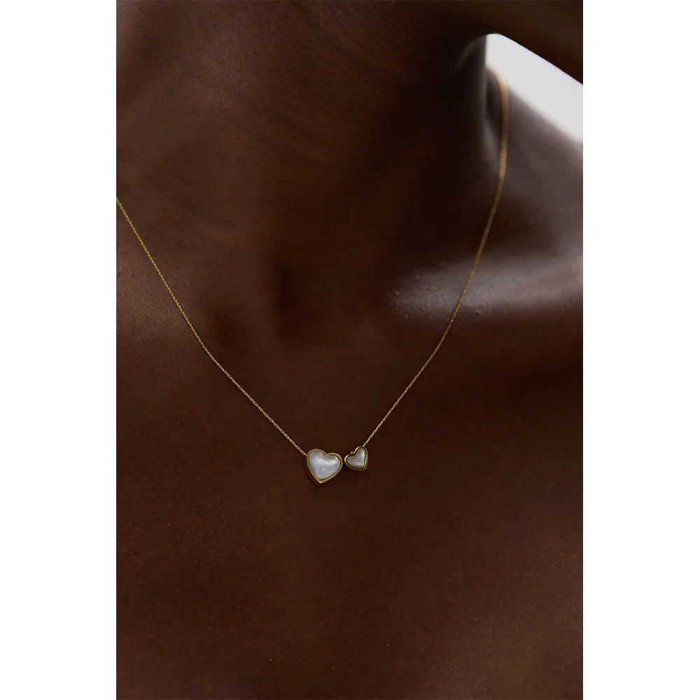 Heart Shaped Natural Shell Pendant Necklace – Gold Plated Chain