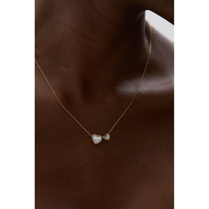 Heart Shaped Natural Shell Pendant Necklace – Gold Plated Chain