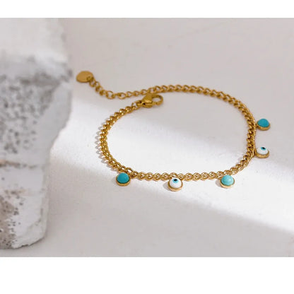 Gold Eye Charm Bracelet – Stainless Steel Waterproof Trendy Jewelry