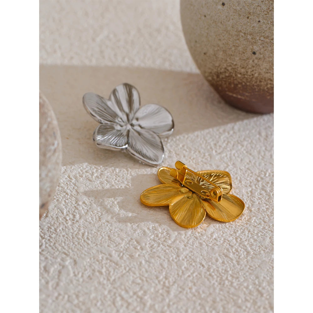 18K Gold Flower Brooch – Flower Broochl Waterproof Pin