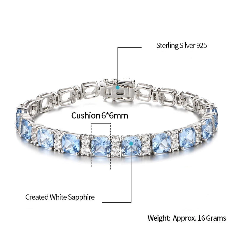Luxe Jewels 925 Silver Jewelry Original 1 Carat Lab Gemstones Blue Spinel Sapphire Pink Corundum Bracelet Tennis Bracelets
