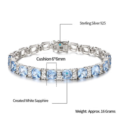 Luxe Jewels 925 Silver Jewelry Original 1 Carat Lab Gemstones Blue Spinel Sapphire Pink Corundum Bracelet Tennis Bracelets