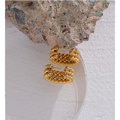 Stainless Steel Metal Gold Hoop Earrings Fashion Charm 18K-Plated PVD Waterproof Jewelry Huggie Hoop Earrings